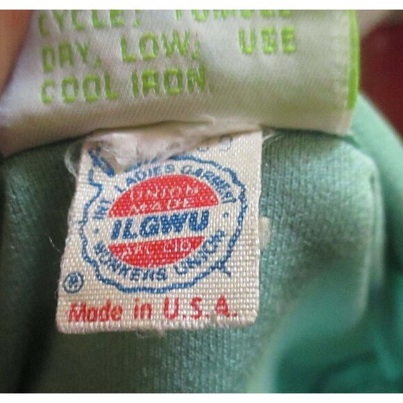 Medium True Vintage Boho Secretary Tie-Neck Blouse Long Sleeve Green USA 1970's - Picture 5 of 6